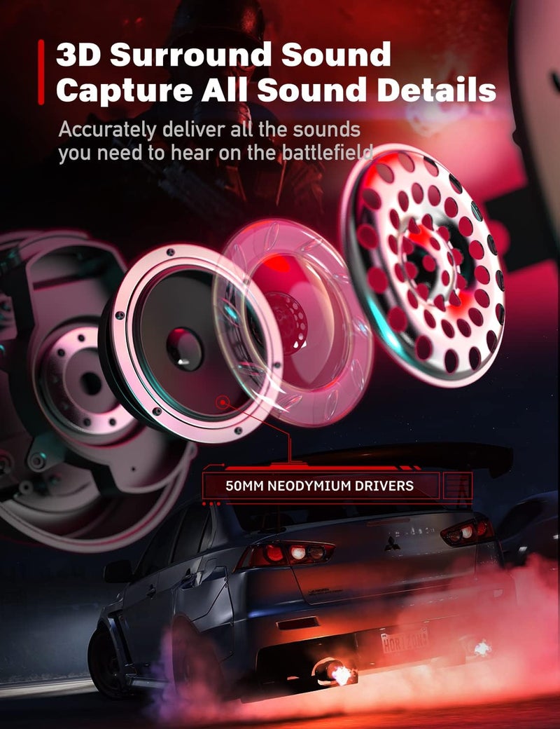 DEEBOX Gaming Headset for PS5 PS4 Xbox One Switch, Gaming Headphones with Microphone for PC Mac Laptop Computer Gamer - Image 2